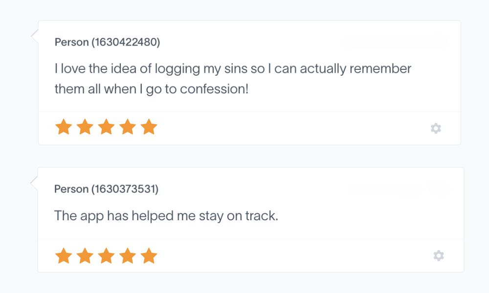 5-star App Store review from a Holy Habits user
