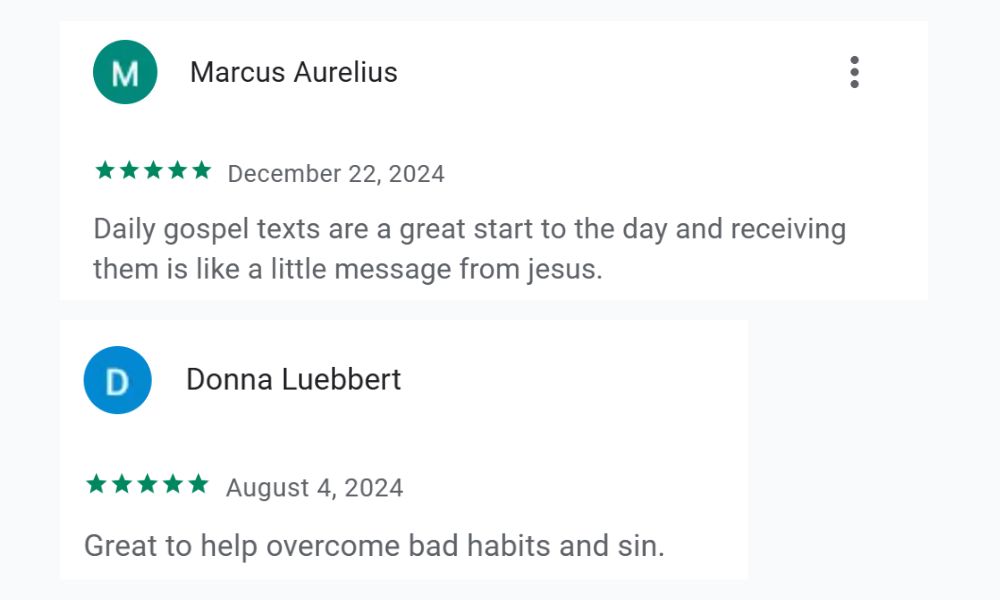 5-star App Store review from a Holy Habits user